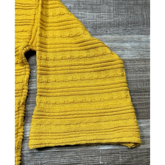 Kerisma Womens Textured Mustard Yellow Sweater 3/4 Sleeve Boat Neck Medium/Large - Picture 4 of 15